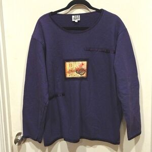 Julie Mango Women's Vintage Purple Patch Front Sweatshirt Sz L-Casual 90's Y2K
